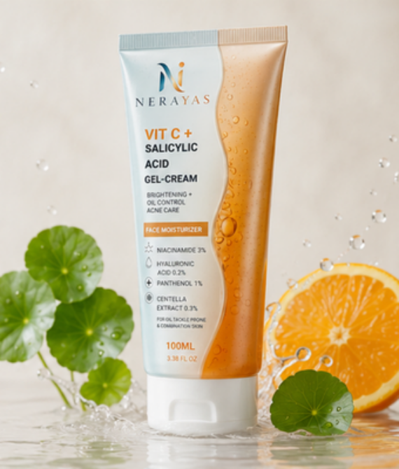 Face Moisturizer (Vitamin C + Salicylic Acid) – Brightening + Oil Control + Acne Care Gel-Cream